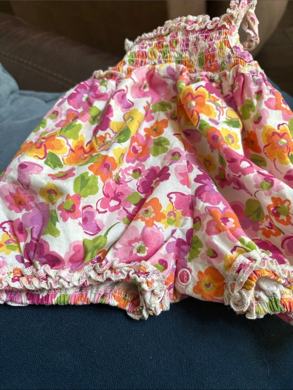 Koala baby Floral Smocked Baby Romper in Pink, Orange, Green